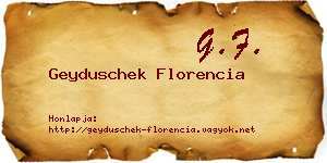 Geyduschek Florencia névjegykártya